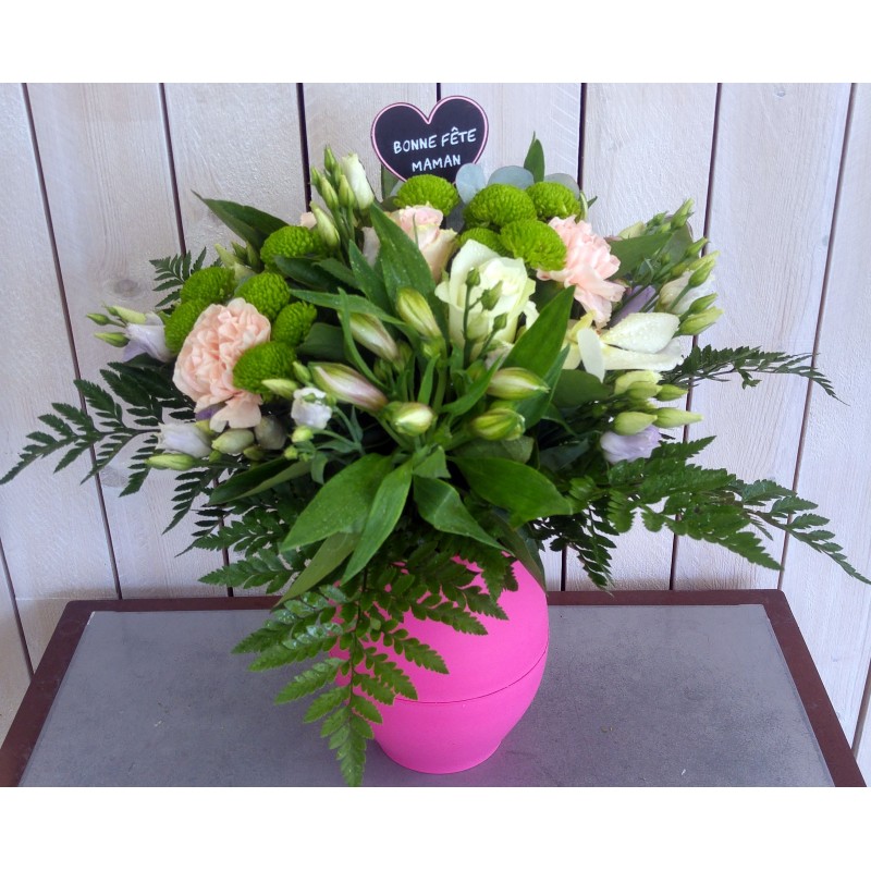 Bouquet Tendresse Blanc Vert Rose Pale