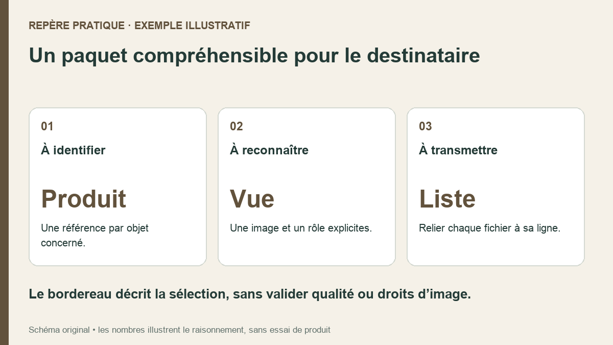 Envoyer des photos de produits : préparer un paquet que le destinataire peut comprendre